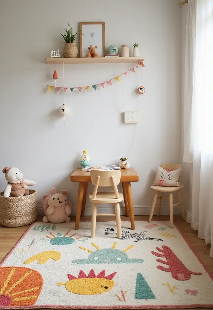 30 Nursery Corner Ideas That Make the Most of Small Spaces - 6. Playful Rug to Define Space
