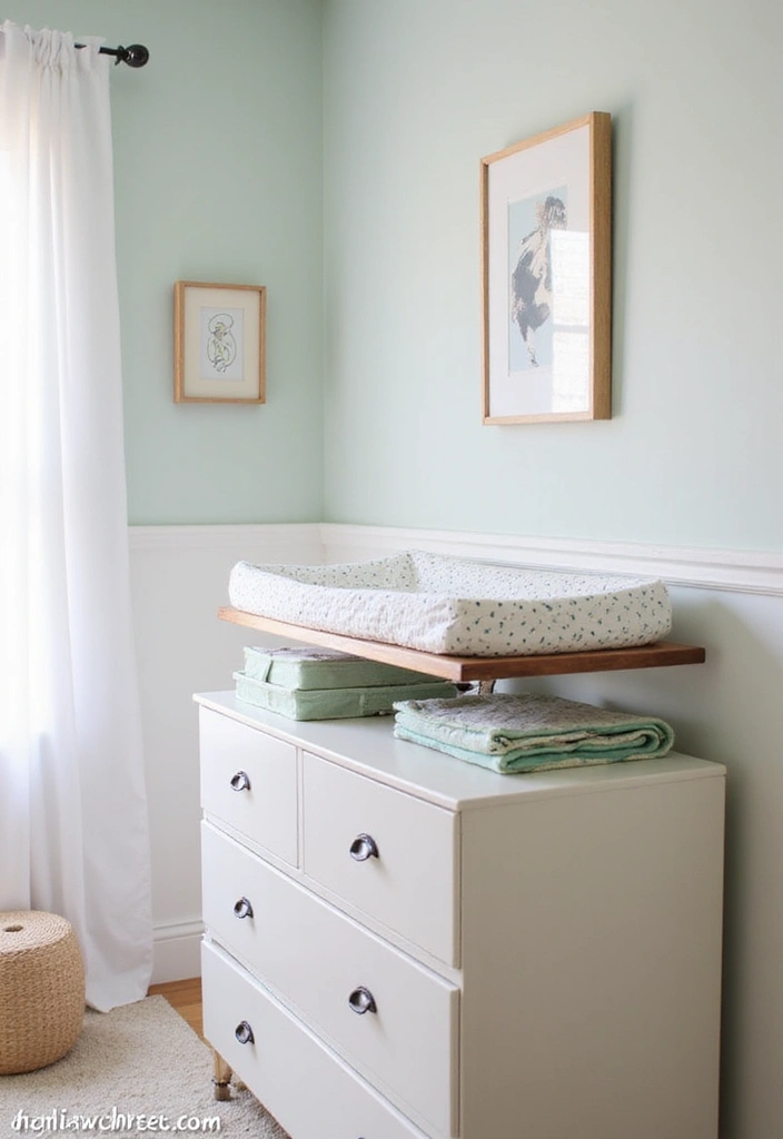 30 Small Nursery Ideas That Maximize Every Inch of Space 17 30 Small Nursery Ideas That Maximize Every Inch of Space - 17. Floating Changing Tray