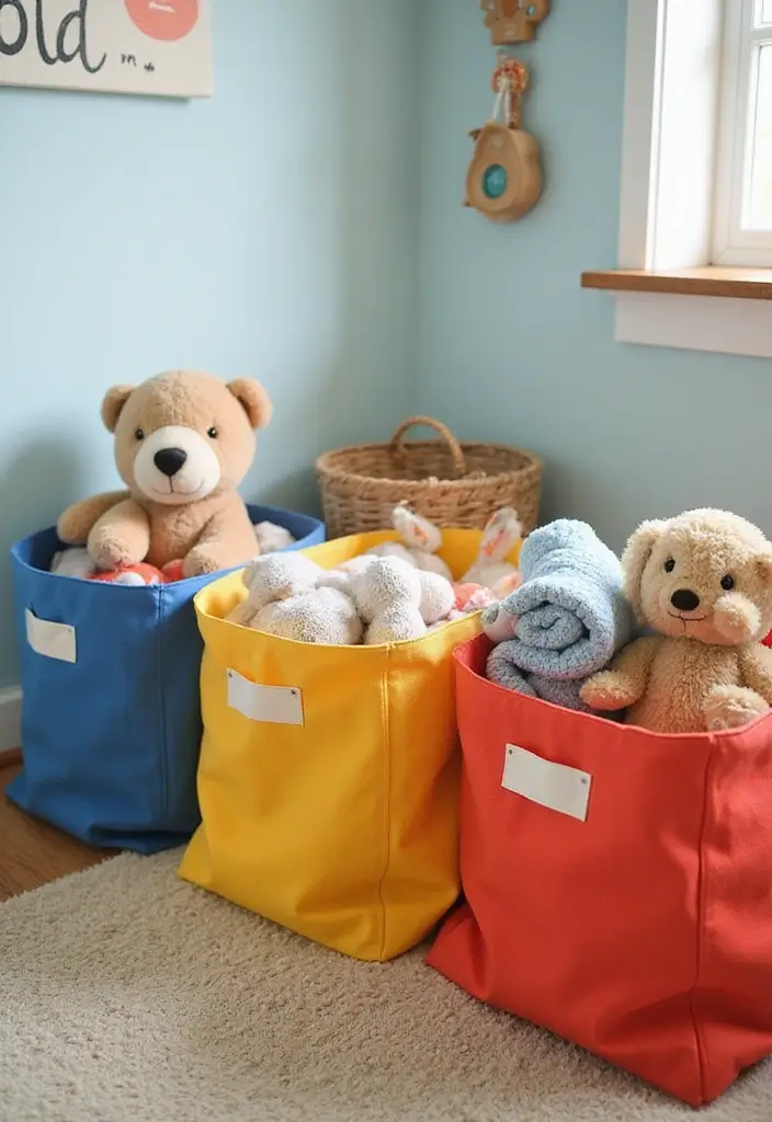 30 Small Nursery Ideas That Maximize Every Inch of Space 23 30 Small Nursery Ideas That Maximize Every Inch of Space - 23. Use a Canvas Storage Bag