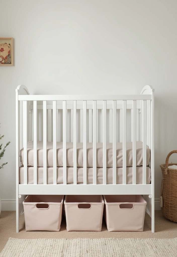 30 Small Nursery Ideas That Maximize Every Inch of Space 5 30 Small Nursery Ideas That Maximize Every Inch of Space - 5. Use Under-Crib Storage Bins