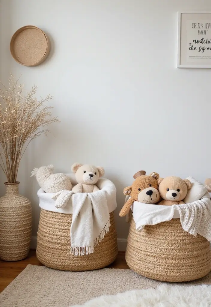 30 Small Nursery Ideas That Maximize Every Inch of Space 8 30 Small Nursery Ideas That Maximize Every Inch of Space - 8. Stylish Storage with Woven Baskets