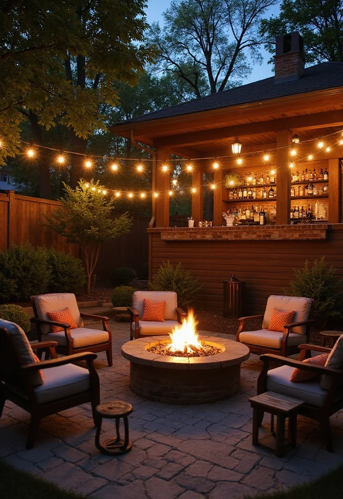 12 Backyard Pool Bar Ideas for Fun Relaxed Outdoor Entertaining - 10. Poolside Fire Pit Bar