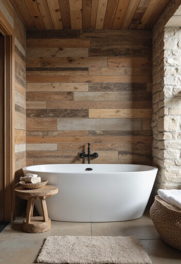 12 Bathroom Wall Ideas for Texture Color and Updated Style - 1. Reclaimed Wood Paneling