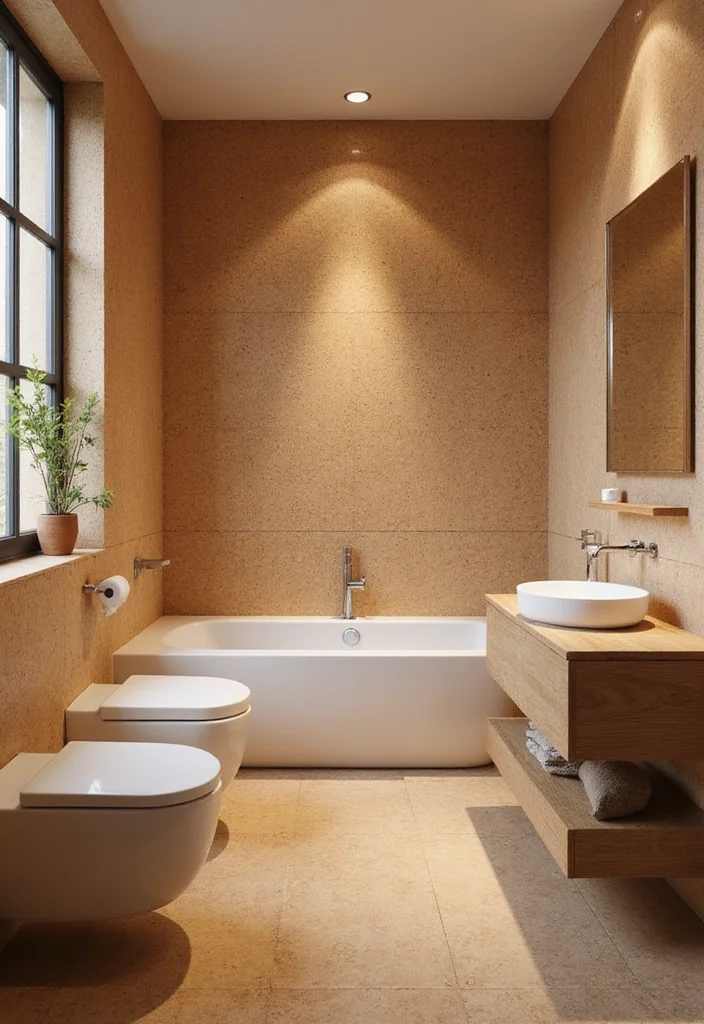 12 Bathroom Wall Ideas for Texture Color and Updated Style - 6. Cork Walls