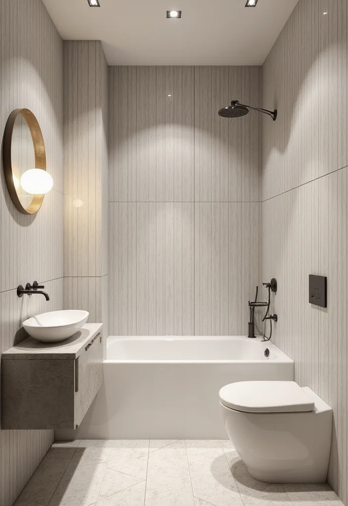 12 Bathroom Wall Tiles Ideas for Clean Bright Modern Looks - 6. Vertical Panels for a Chic Look
