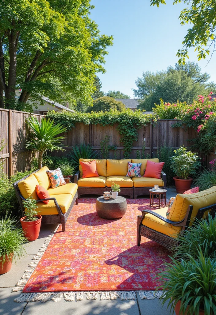 12 Beachy Backyard Ideas for Breezy Light Coastal Style - 3. Brightly Colored Accents