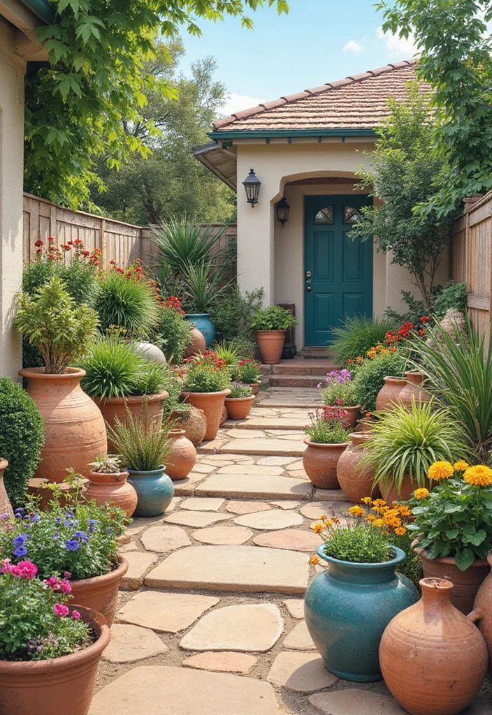 12 Beachy Backyard Ideas for Breezy Light Coastal Style - 7. Coastal Pottery