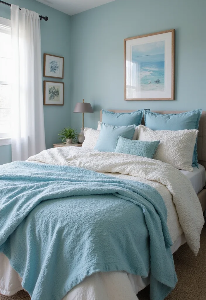 12 Bedroom Ideas Blue for Calm Cool Peaceful Living - 2. Ocean-Inspired Bedding