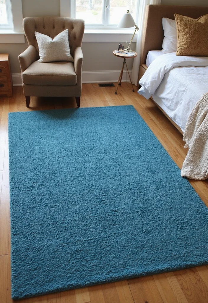 12 Bedroom Ideas Blue for Calm Cool Peaceful Living - 5. Textured Blue Rugs