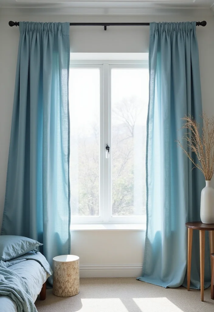 12 Bedroom Ideas Blue for Calm Cool Peaceful Living - 9. Blue Curtains with Natural Fabrics