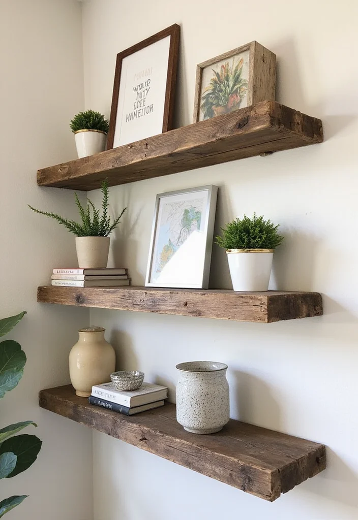 12 Bedroom Shelving Ideas for Practical Organized Decor 1. DIY Floating Shelves with a Rustic Touch