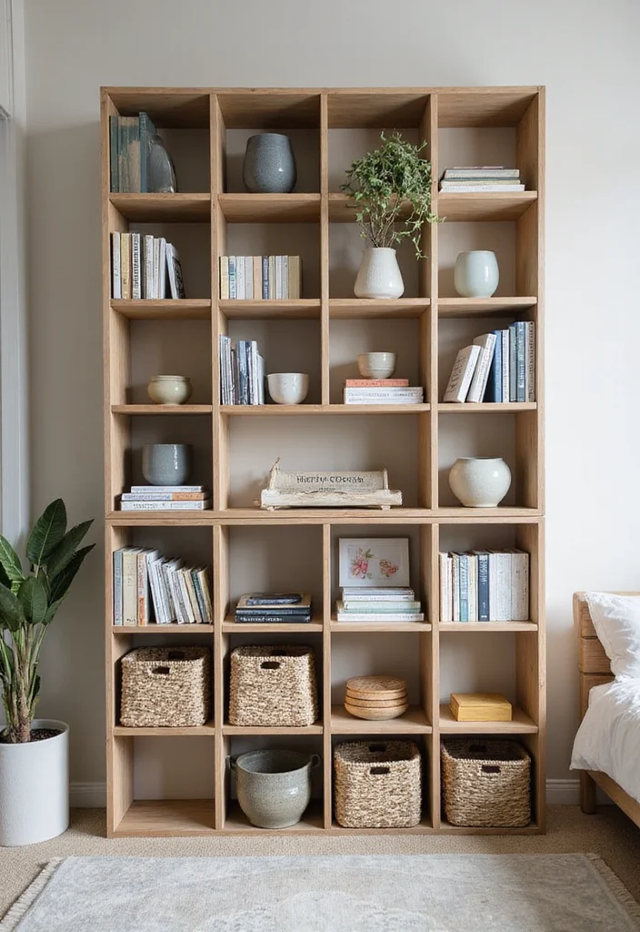 12 Bedroom Shelving Ideas for Practical Organized Decor 8. Modular Shelving for Flexibility