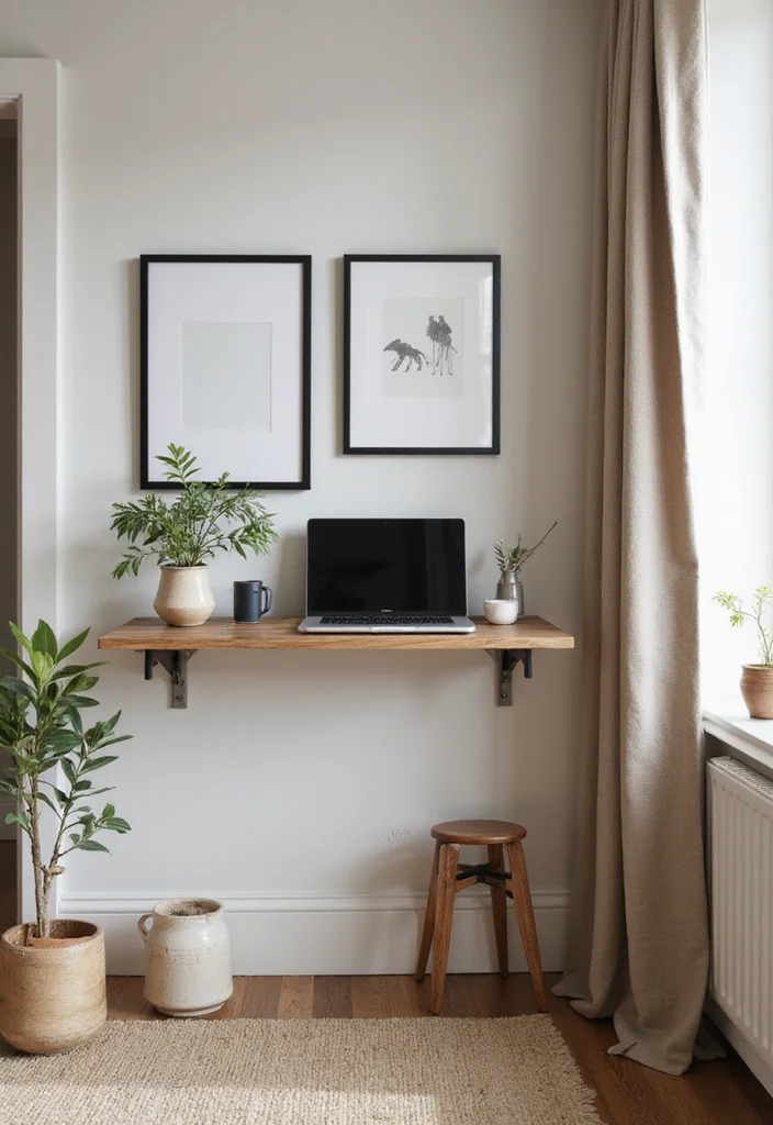 12 Bedroom in Living Room Ideas for Small Space Smart Living - 9. Wall-Mounted Desks for Flexibility
