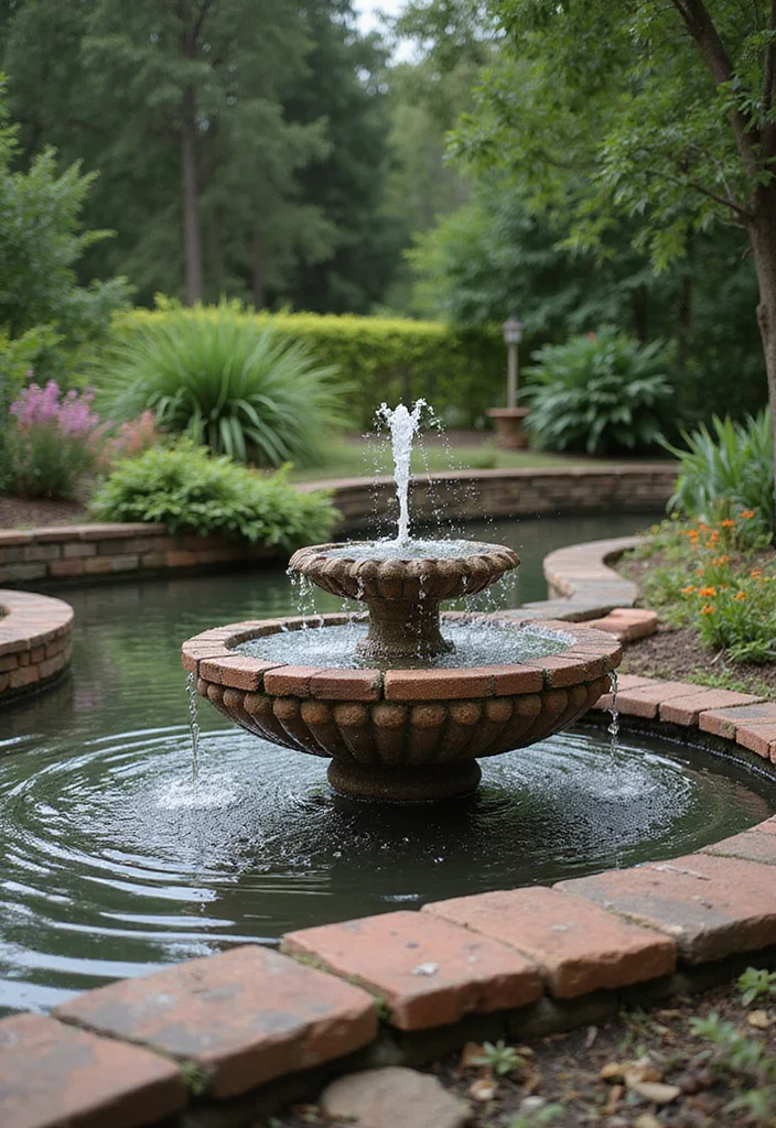 12 Brick Backyard Ideas for Charming Durable Outdoor Style - 11. Rustic Brick Water Features