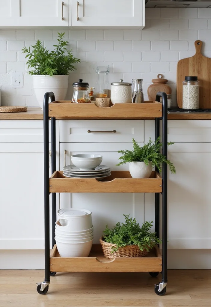 12 Kitchen Counter Ideas for Smart Practical Everyday Use - 4. Rolling Cart Station
