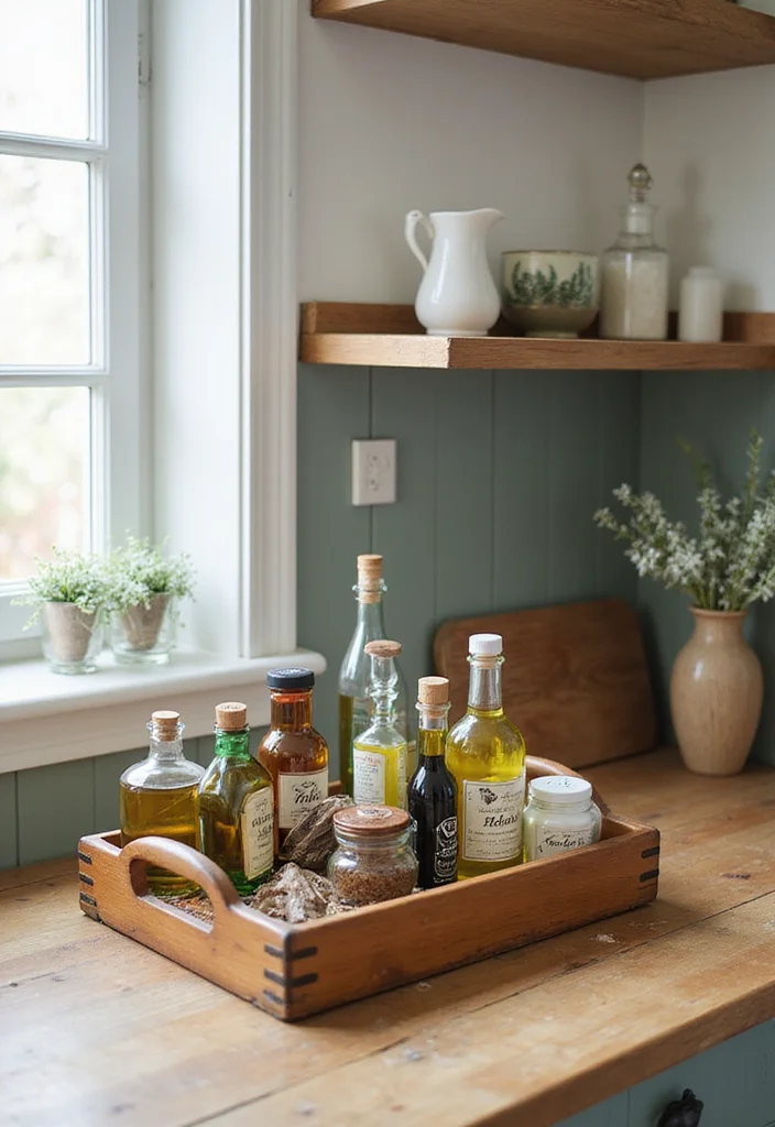 12 Kitchen Counter Ideas for Smart Practical Everyday Use - 8. Vintage Trays for Organization