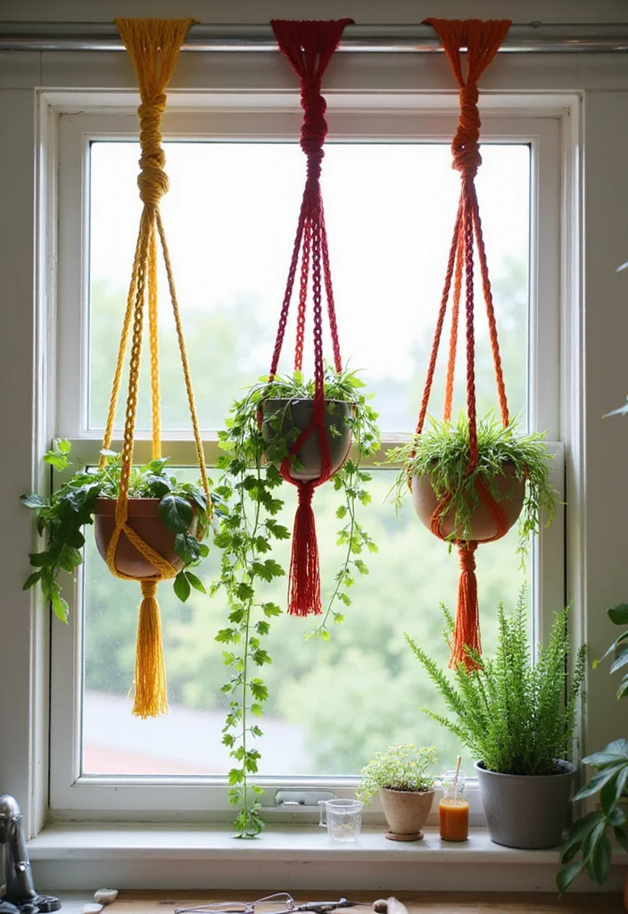 12 Kitchen Window Ideas for Light Fresh Airy Spaces - 8. Macramé Plant Hangers