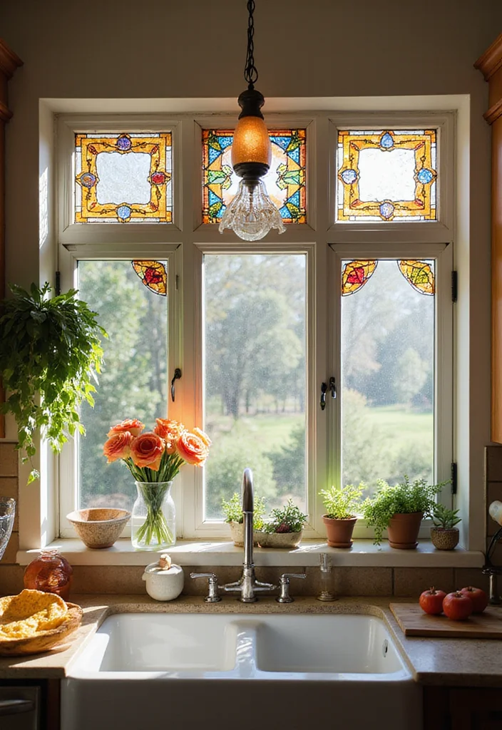 12 Kitchen Window Ideas for Light Fresh Airy Spaces - 9. Colorful Stained Glass