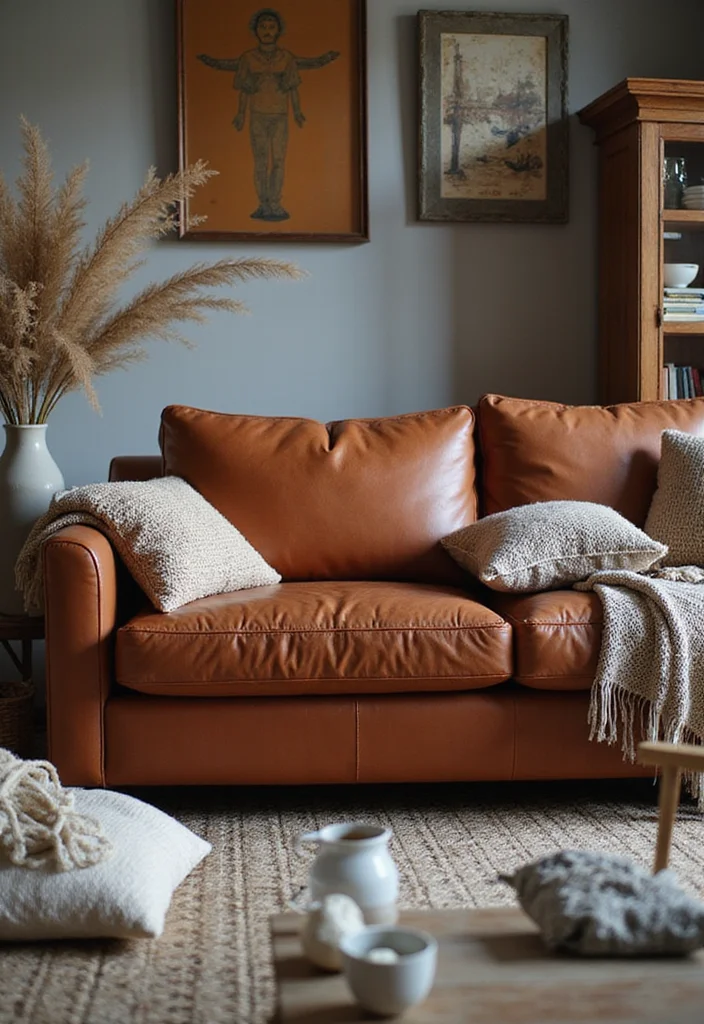 12 Leather Sofas Living Room Ideas for Rich Cozy Modern Style 67 12 Leather Sofas Living Room Ideas for Rich Cozy Modern Style 7. Textural Mix with Leather