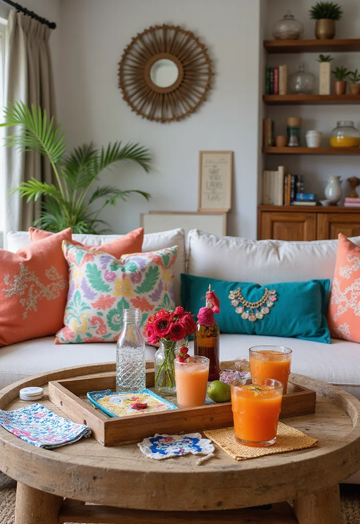 12 Living Room Bar Ideas for Casual Social Everyday Use - 11. Pop of Color with Accessories