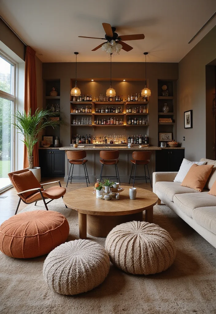 12 Living Room Bar Ideas for Casual Social Everyday Use - 12. Cozy Seating Arrangement