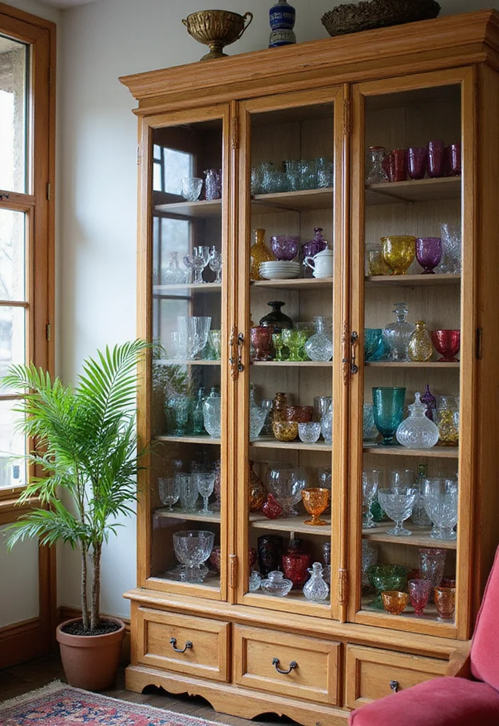 12 Living Room Bar Ideas for Casual Social Everyday Use - 6. Colorful Glassware Display