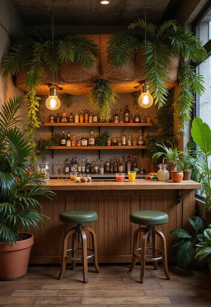 12 Living Room Bar Ideas for Casual Social Everyday Use - 7. Themed Bar Setup