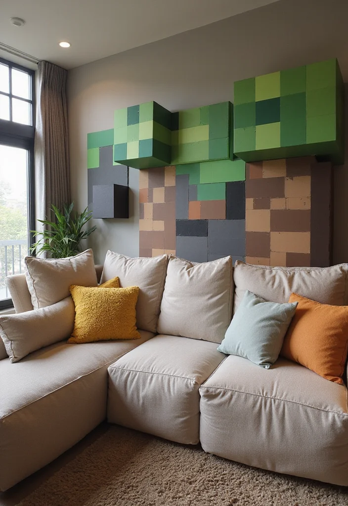 12 Minecraft Living Room Ideas for Cute Creative Build Inspiration 1. Blocky Furniture Delight