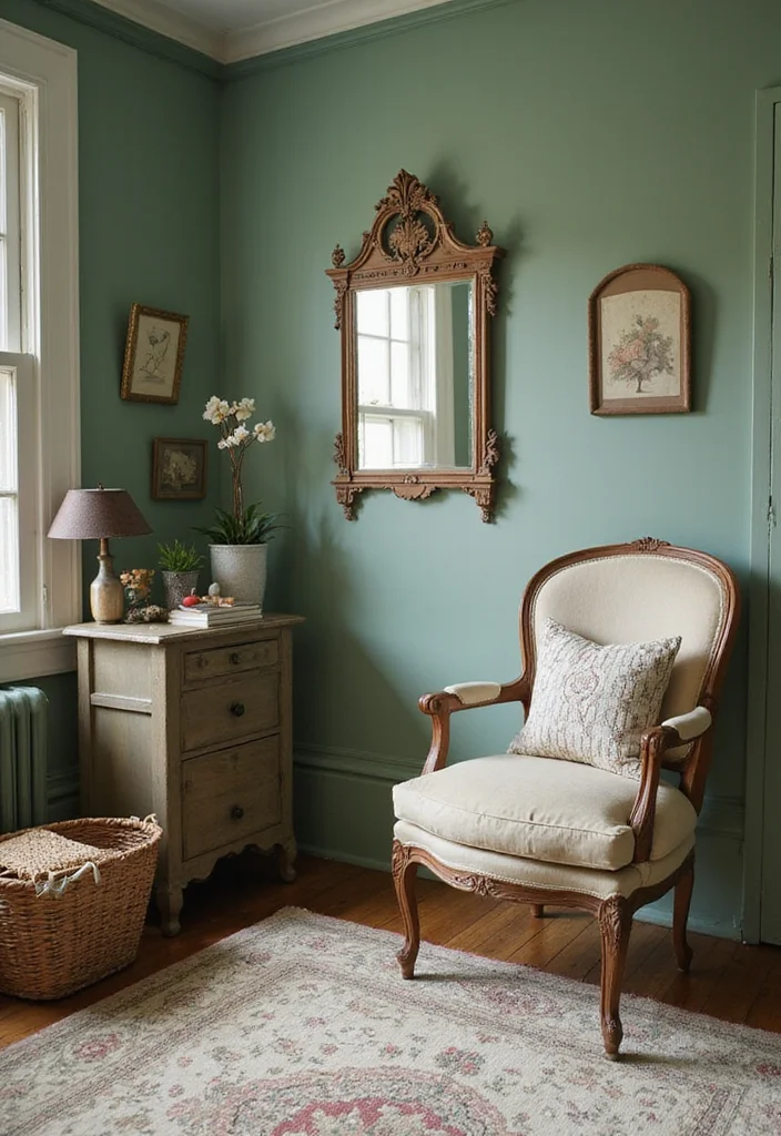 12 Sage Green Bedroom Ideas for Calm Natural Cozy Style - 10. Vintage Finds