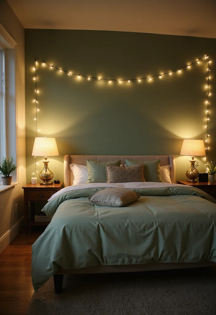 12 Sage Green Bedroom Ideas for Calm Natural Cozy Style - 5. Soft Lighting Options