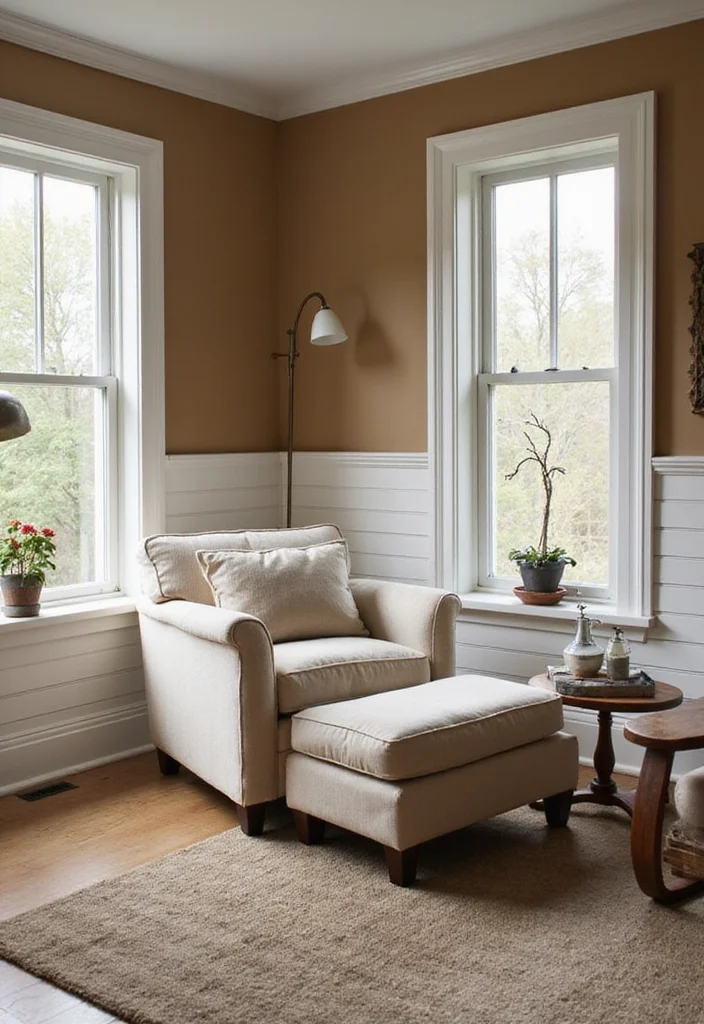 12 Wainscoting Ideas Living Room for Depth Texture and Charm 1. Classic Shiplap Elegance