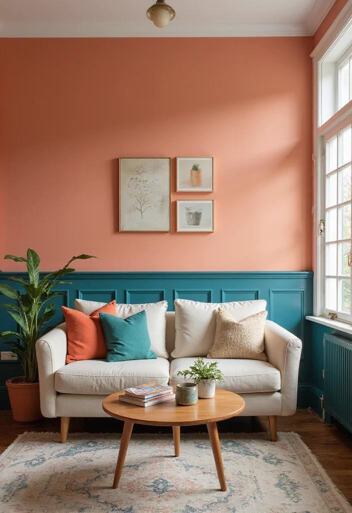 12 Wainscoting Ideas Living Room for Depth Texture and Charm 4. Two Tone Wainscoting