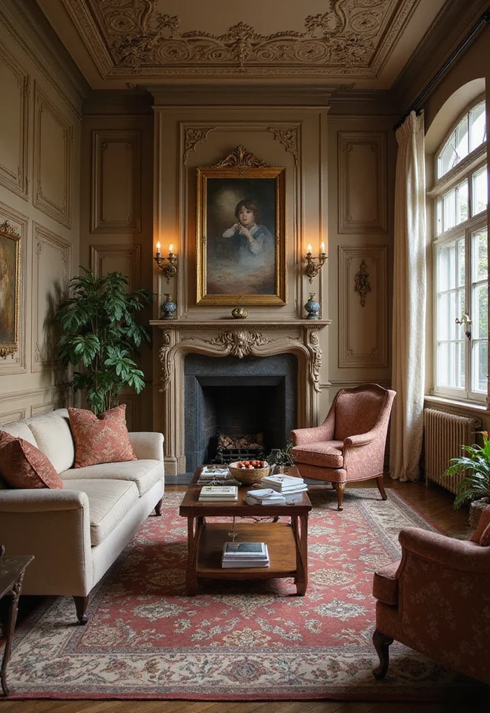 12 Wainscoting Ideas Living Room for Depth Texture and Charm 8. Vintage Chic Paneling