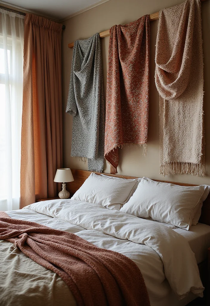 12 Wall Ideas Bedroom for Texture Color and Stylish Updates - 11. Layered Textiles