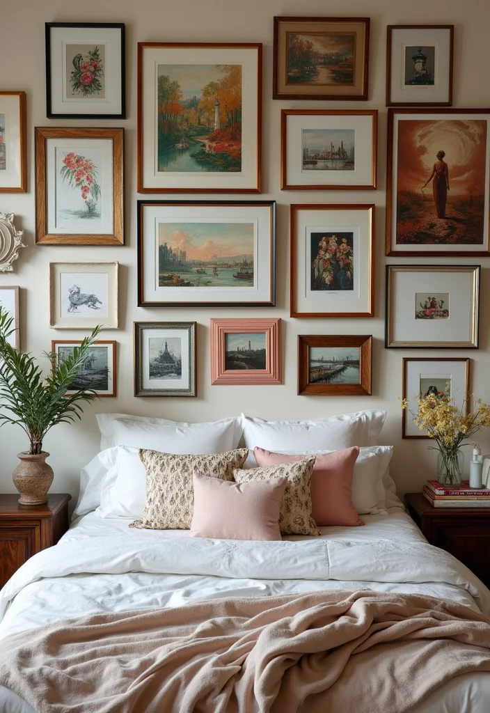 12 Wall Ideas Bedroom for Texture Color and Stylish Updates - 5. Gallery Wall of Art