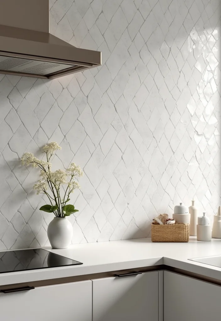 12 White Kitchen Backsplash Ideas for Bright Clean Timeless Appeal - 12. White Mosaic Tile Accent Wall