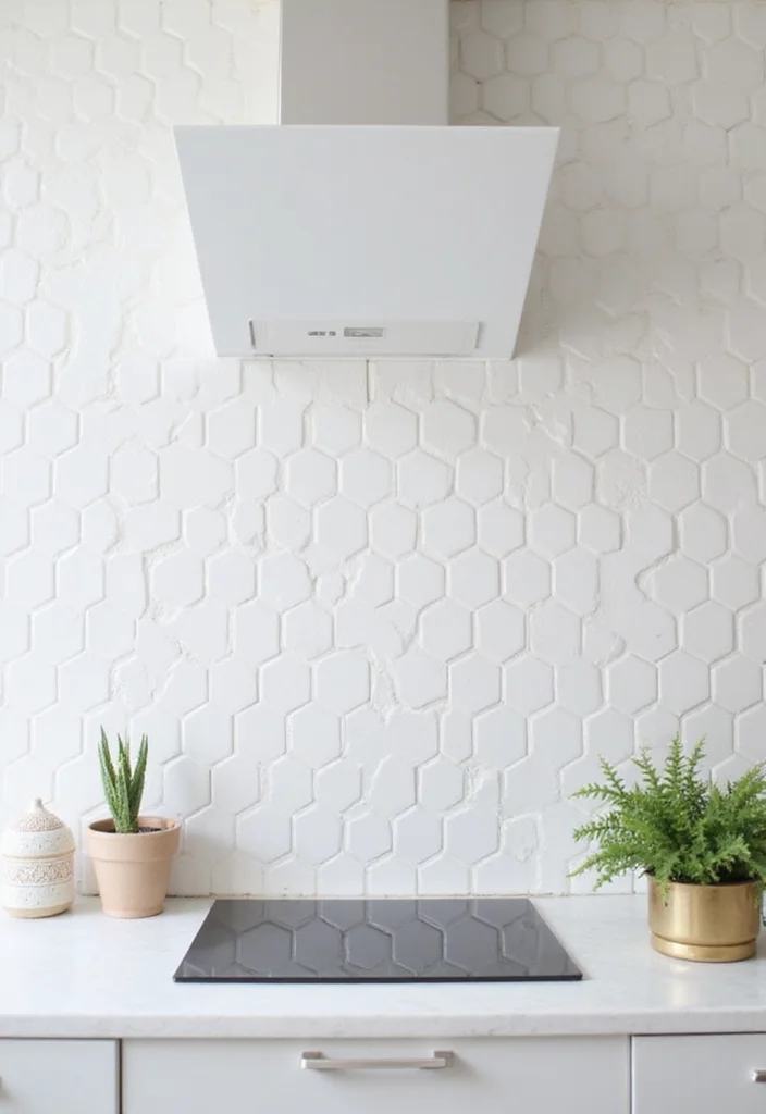12 White Kitchen Backsplash Ideas for Bright Clean Timeless Appeal - 2. Glossy White Hexagon Tiles
