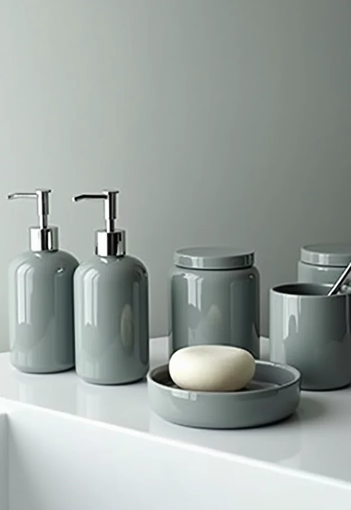 14 Bathroom Ideas Grey for Soft Calm Modern Neutrals - 14. Grey Features in Accessories