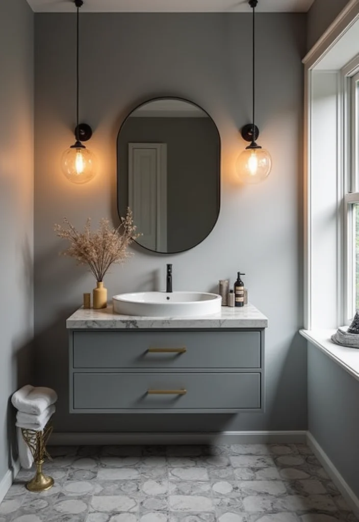 14 Bathroom Ideas Grey for Soft Calm Modern Neutrals - 5. Grey Lighting Fixtures