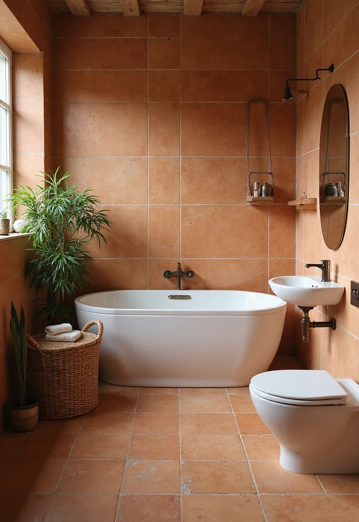 14 Bathroom Tile Ideas for Fresh Stylish Durable Surfaces - 4. Terracotta Tiles