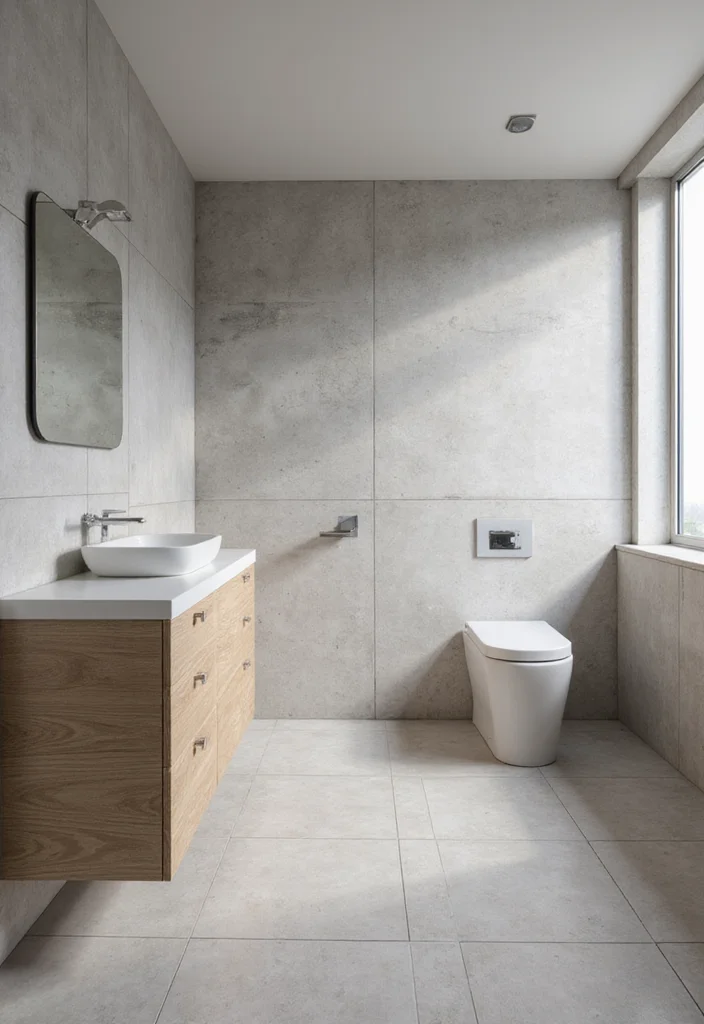 14 Bathroom Tile Ideas for Fresh Stylish Durable Surfaces - 7. Large Format Tiles