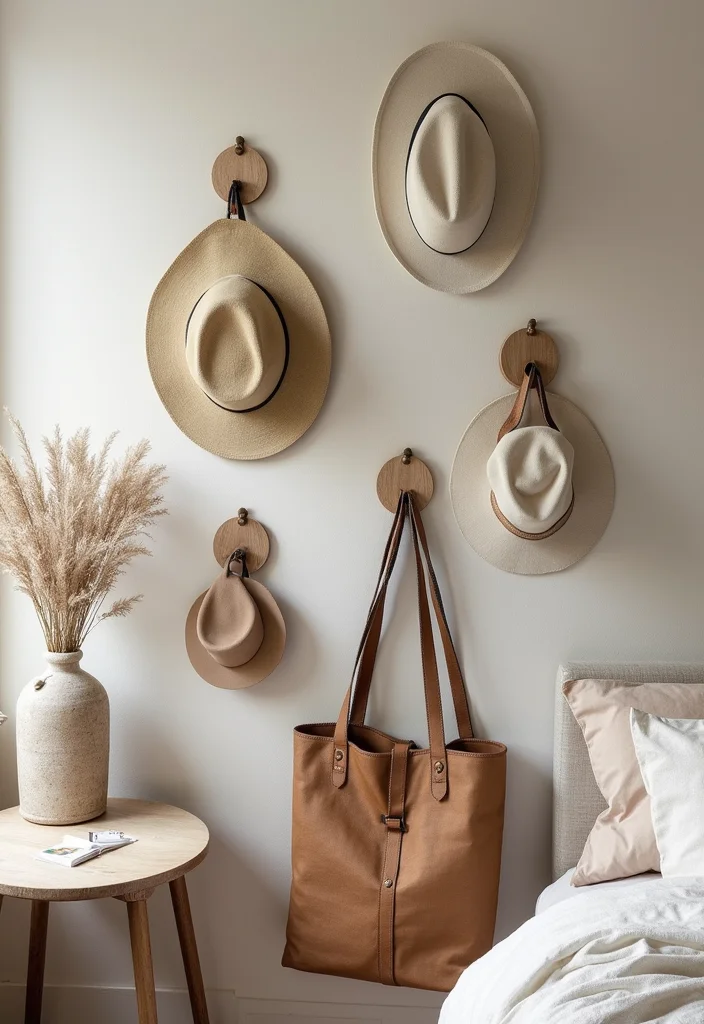 14 Bedroom Storage Ideas for Better Space and Easy Organization - 7. Wall-Mounted Hooks or Pegs