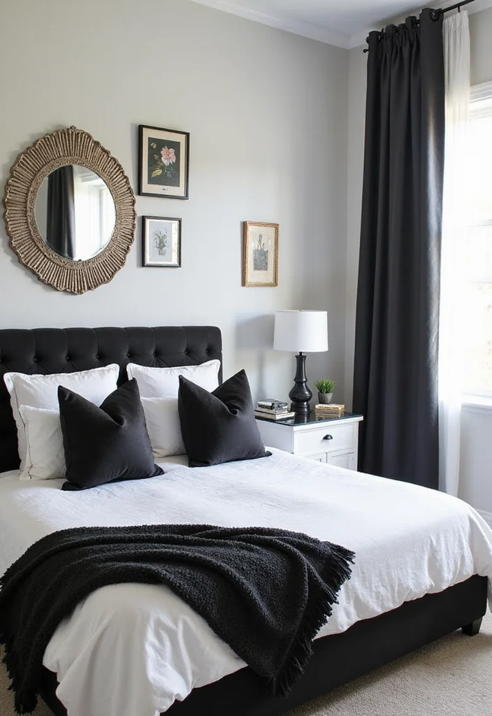 14 Black and White Bedroom Ideas for Crisp Modern Contrast 14. Accentuate with Bold Accessories