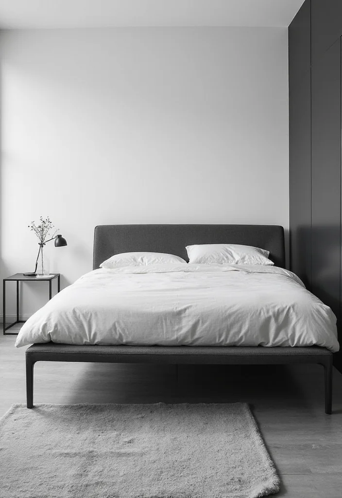 14 Black and White Bedroom Ideas for Crisp Modern Contrast 2. Minimalist Furniture Choices