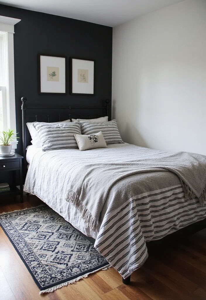 14 Black and White Bedroom Ideas for Crisp Modern Contrast 9. Classic Black and White Stripes