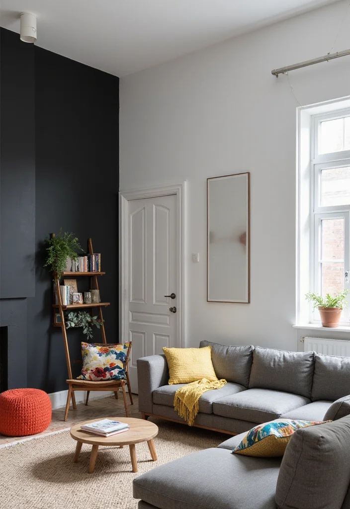 14 Black and White Living Room Ideas for Sharp Bold Contrast - 2. Bold Accent Walls