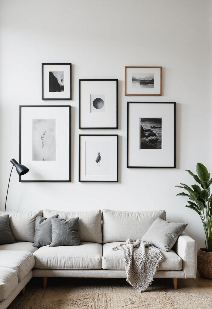 14 Black and White Living Room Ideas for Sharp Bold Contrast - 7. Monochrome Artwork