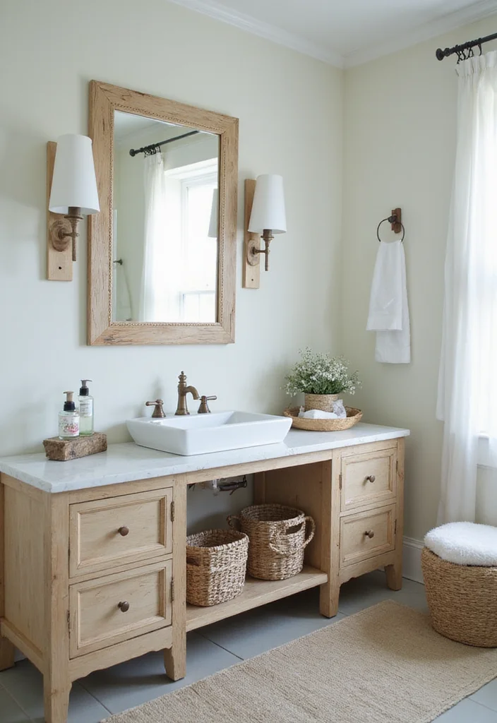 14 Coastal Bathroom Ideas for Breezy Light Calm Style 4. Ocean Inspired Furnishings