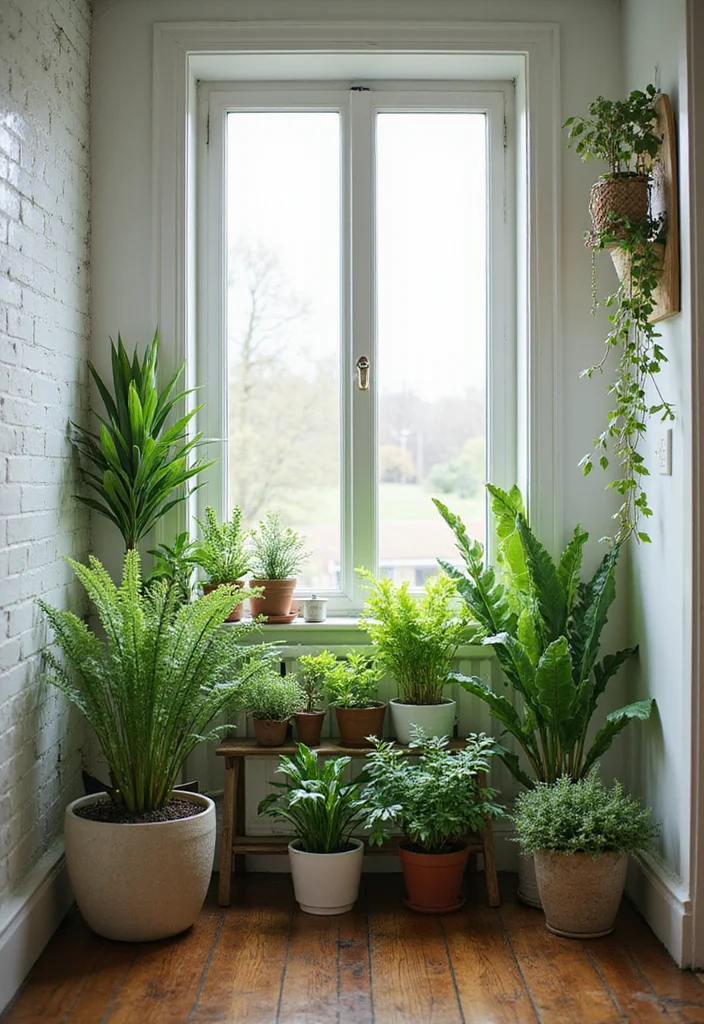 14 Coastal Bathroom Ideas for Breezy Light Calm Style 6. Indoor Plants for Freshness