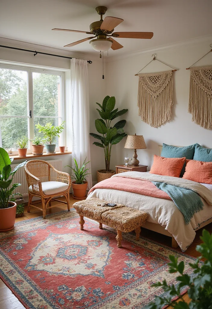 14 Coastal Bedroom Ideas for Soft Breezy Relaxing Comfort 3. Boho Coastal Mix